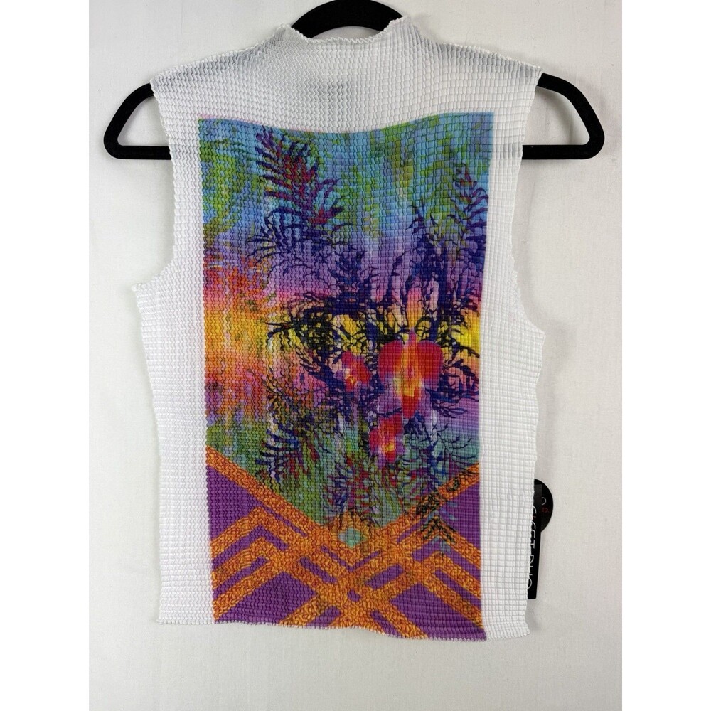 C’est Duo The Wonder Tee Long Sleeve Top Size XL Crinkle Abstract Design Y2K